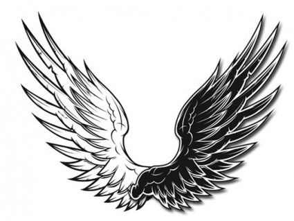 angel wings clipart black and white