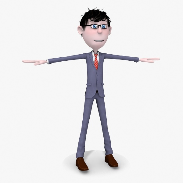 Cartoon Man 03 Clever Guy 3D Model by Denys Almaral