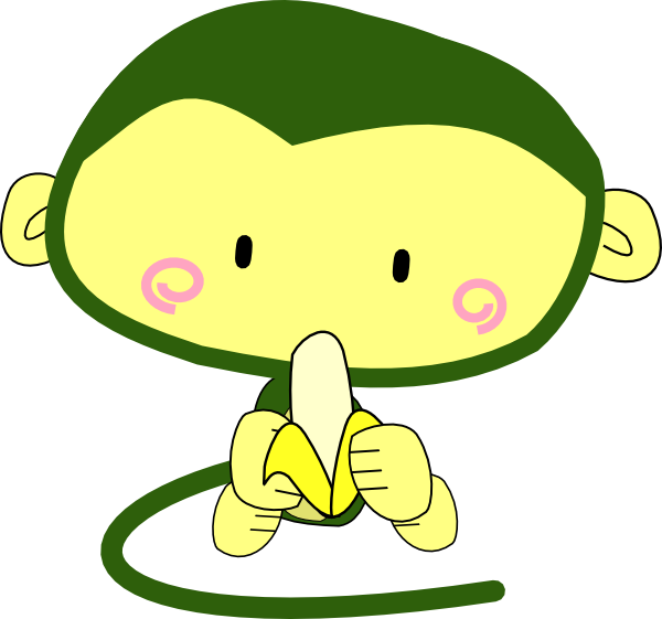 Monkey Eating Banana clip art - vector clip art online, royalty 