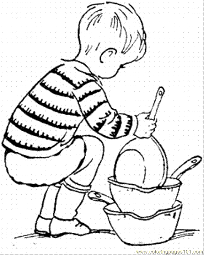 wwashing dishes Colouring Pages (page 2)