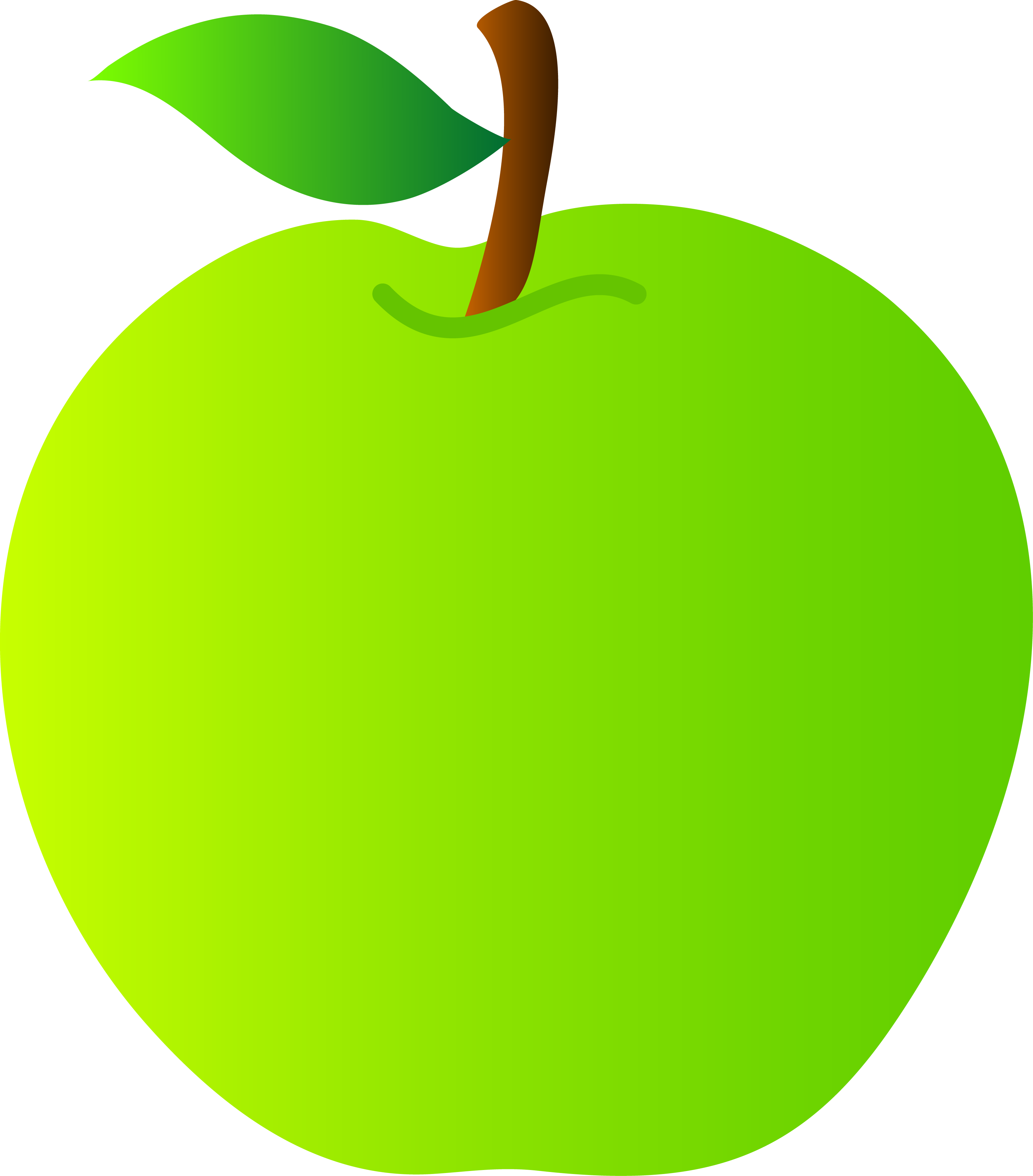 Green Apple Vector Drawing - Free Clip Art