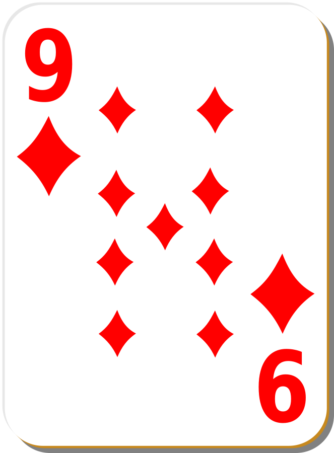 White deck: 9 of diamonds small clipart 300pixel size, free design 