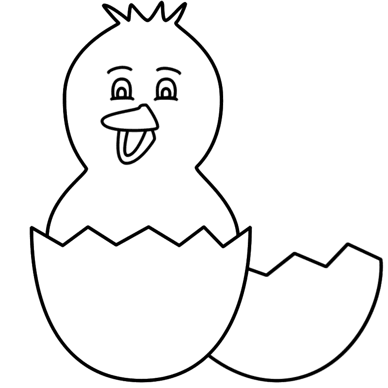 Baby Chick Hatching - Coloring Page