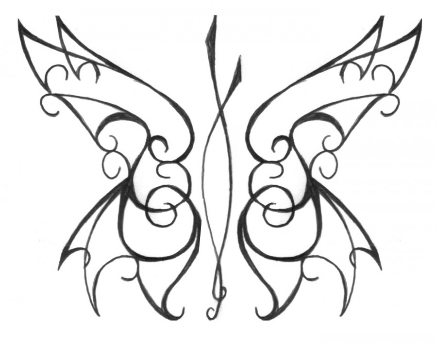 Butterfly-Theme Tribal Design for Tattoo