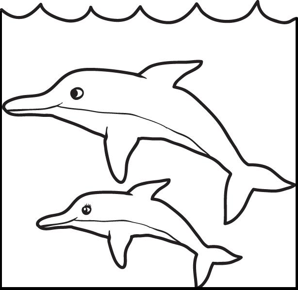 Free, Printable Mom and Baby Dolphin Coloring Page for Kids