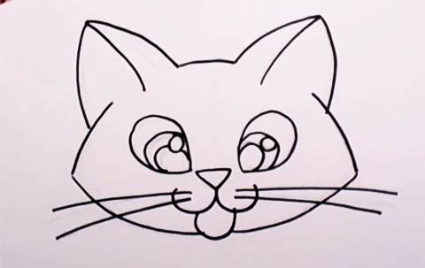 Outline Easy Simple Cat Face Drawing - img-extra