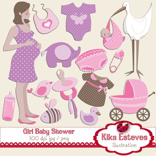 Girl Baby Shower high resolution clip art. Commercial Use licenses 