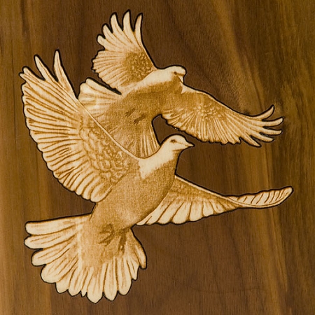 Two Doves Solid Hardwood Urn for Ashes | Wood Urns for Cremation