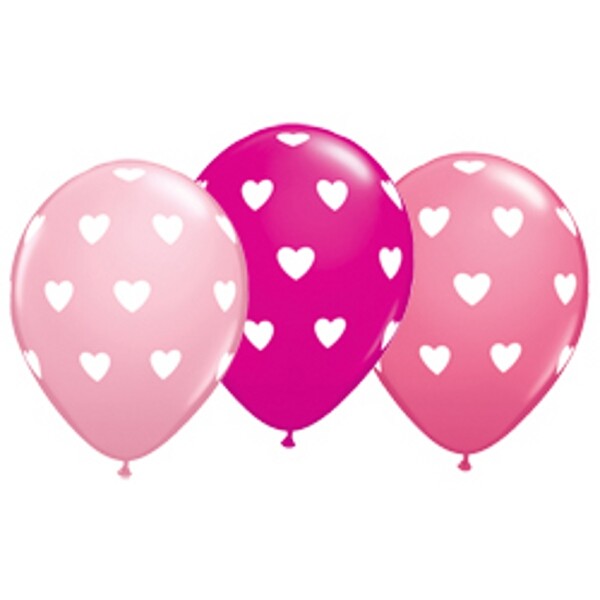 Love Heart Pink Assorted Latex Balloons : Balloons  Party 