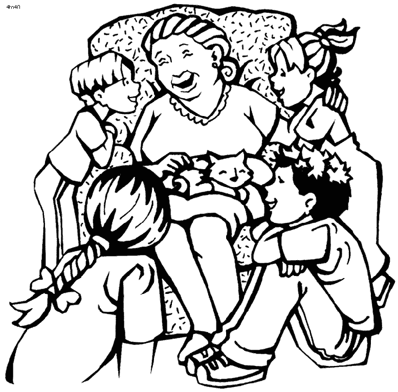 grandmother telling story drawing - Clip Art Library