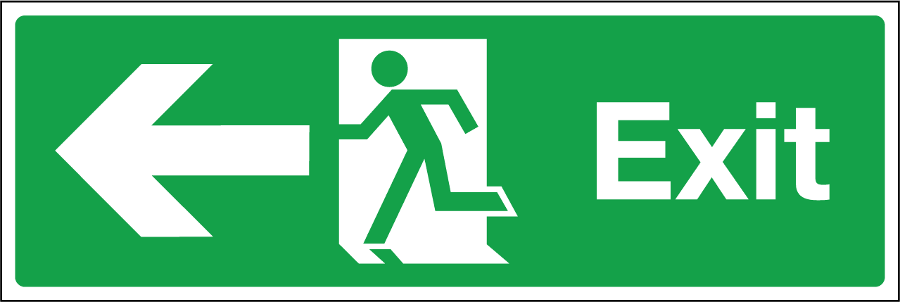 Exit sign running man arrow left - Safety Signs, Warning Signs and 