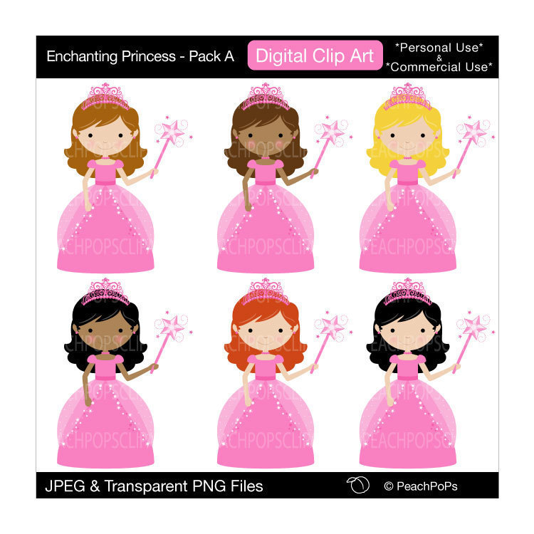 cute princess clip art clipart digital fairy by peachpopsclipart