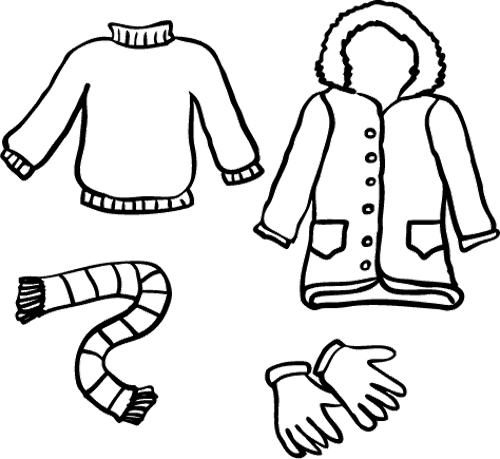 snow clothes clipart black