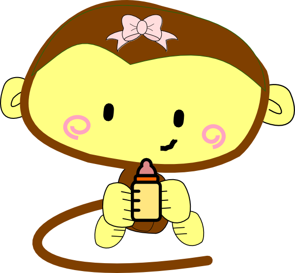 Baby Girl Monkey clip art - vector clip art online, royalty free 