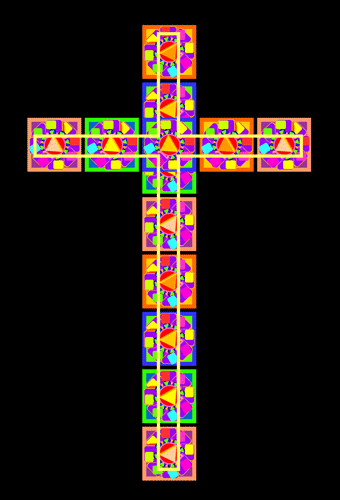 Free Christian Clip Art: Cross with Color Designs (black background)