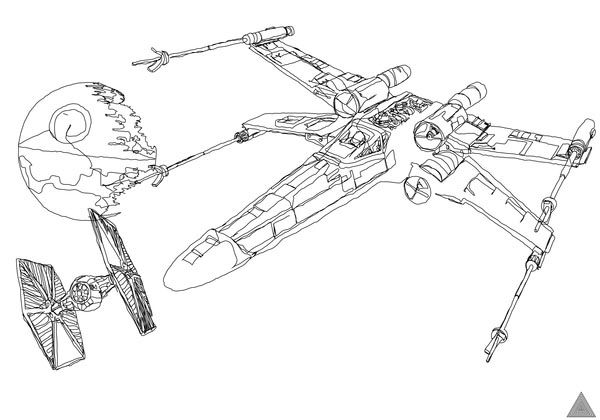 how to draw an x wing fighter