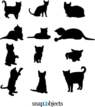 11 Cat Vector Silhouettes | snap2objects