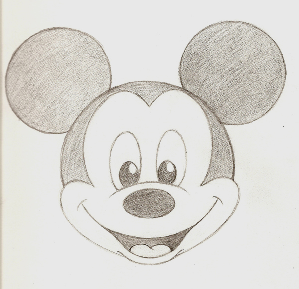 Pencil Sketch Of Mickey Mouse And Minnie Minnie in the process of