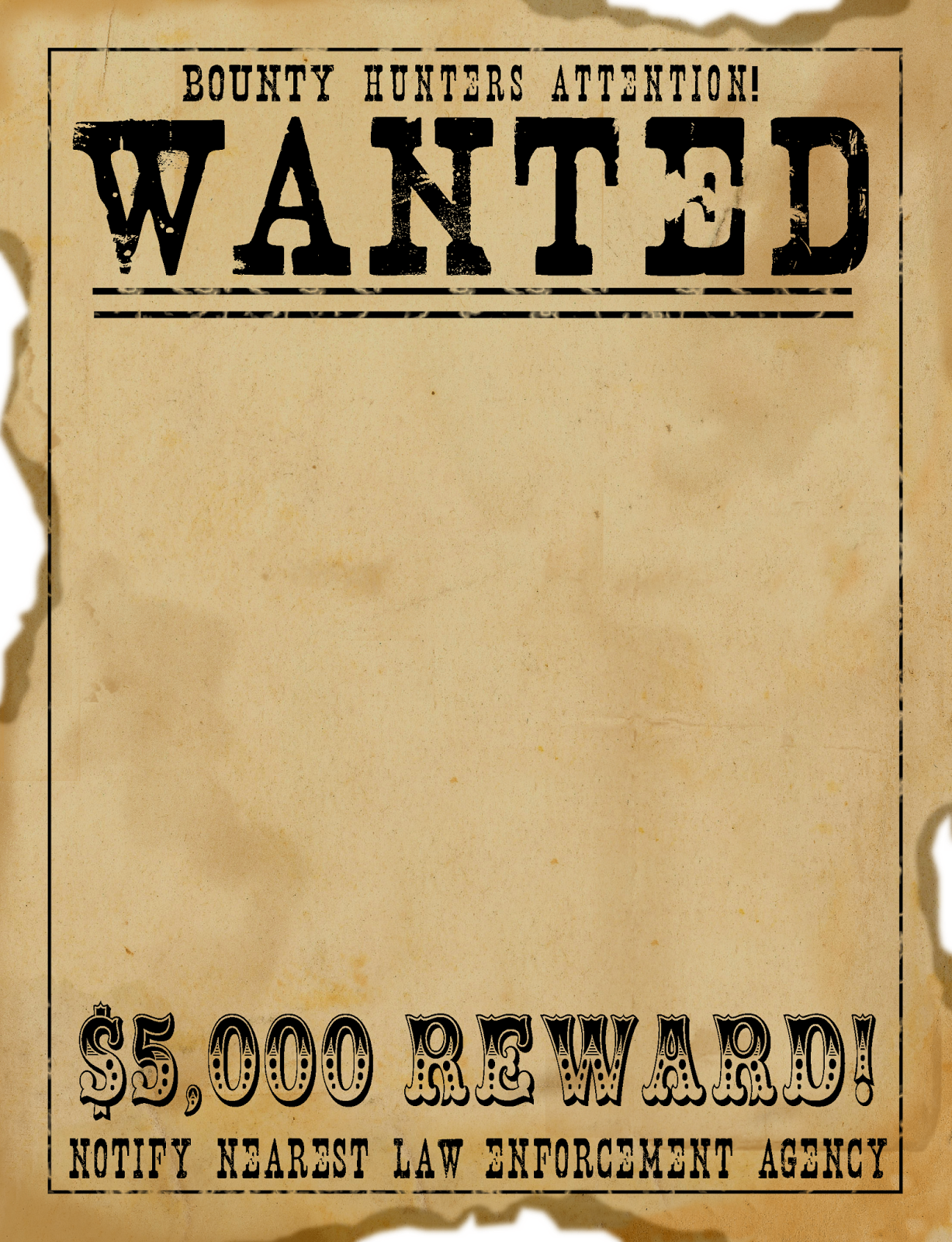 Free Wanted Poster Template Printable from clipart-library.com