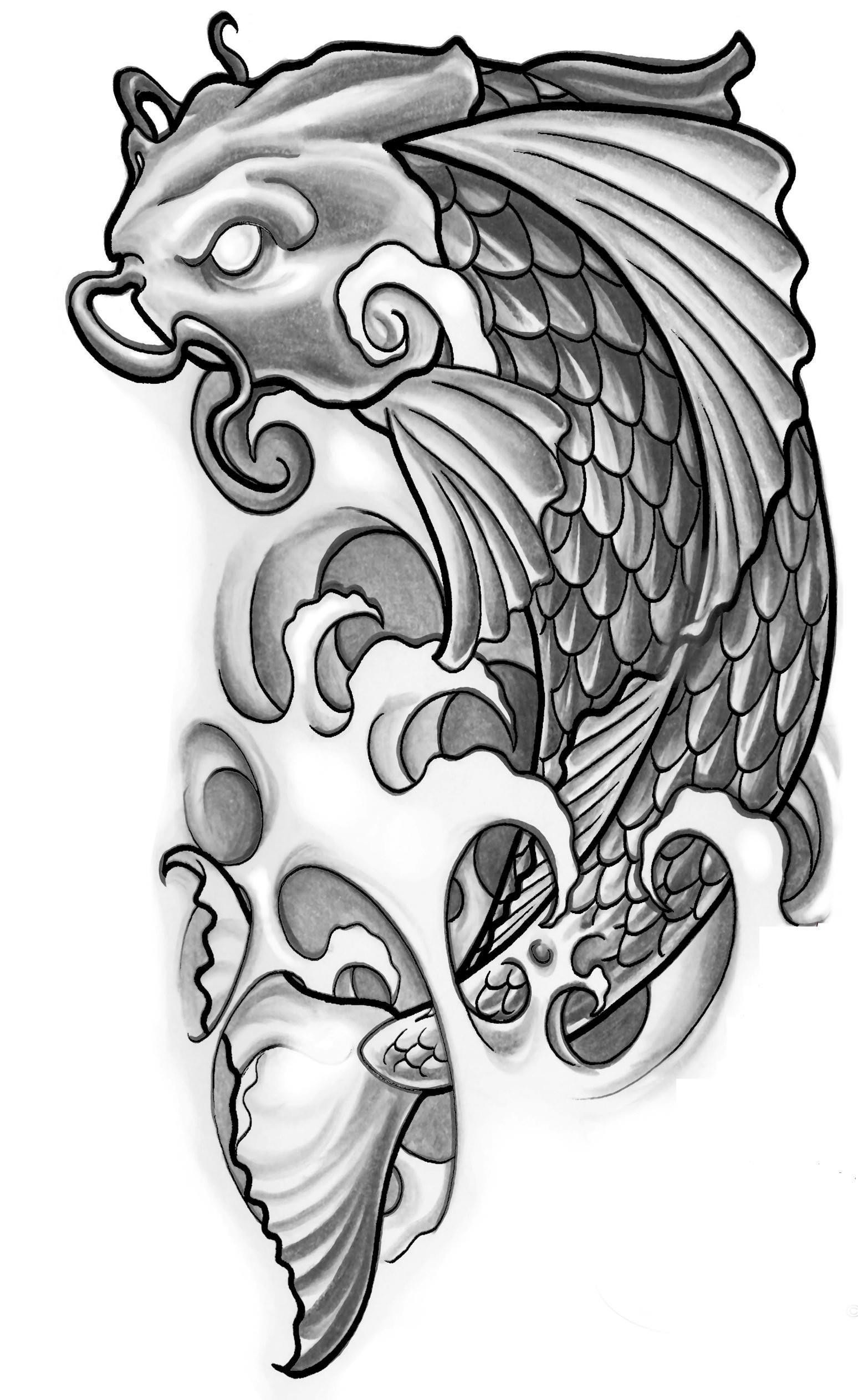 koi tattoo design - Clip Art Library