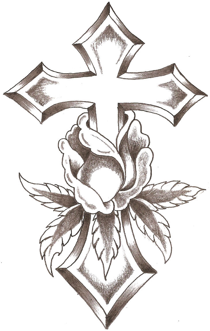 Roses and Cross Rose art, Cross drawing, Gothic rose.