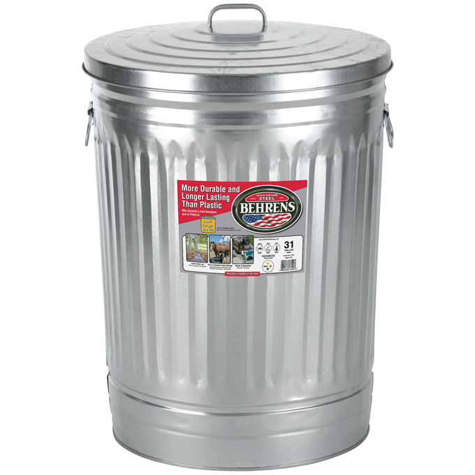 Metal Trash Can, Galvanized Trash Cans, Animal Proof Trash Can 