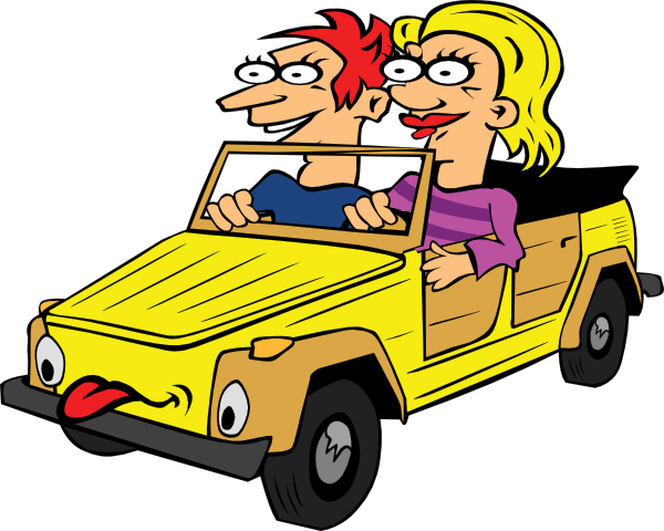 Girl And Boy Driving Car Cartoon Clip Art at Clipart library - vector 