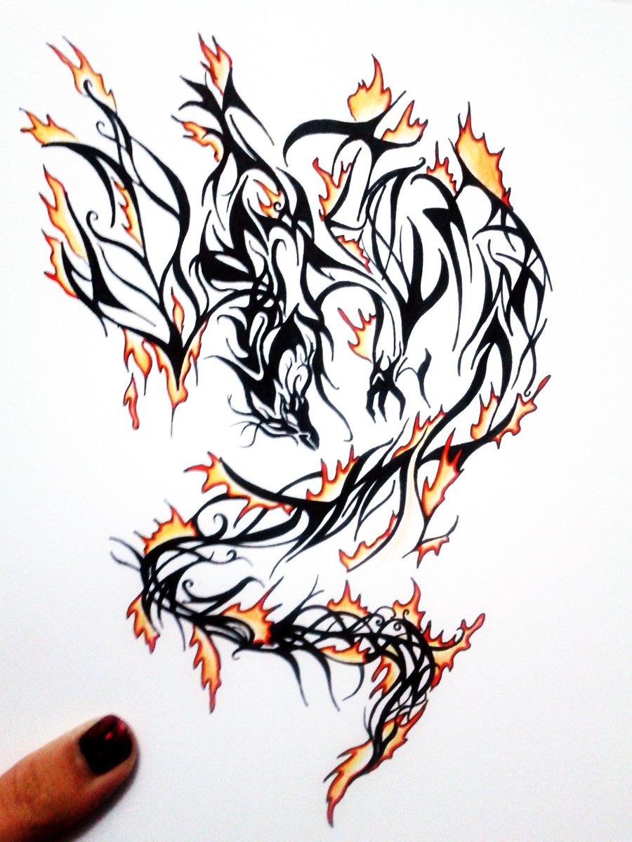 tribal phoenix tattoo flames - Clip Art Library