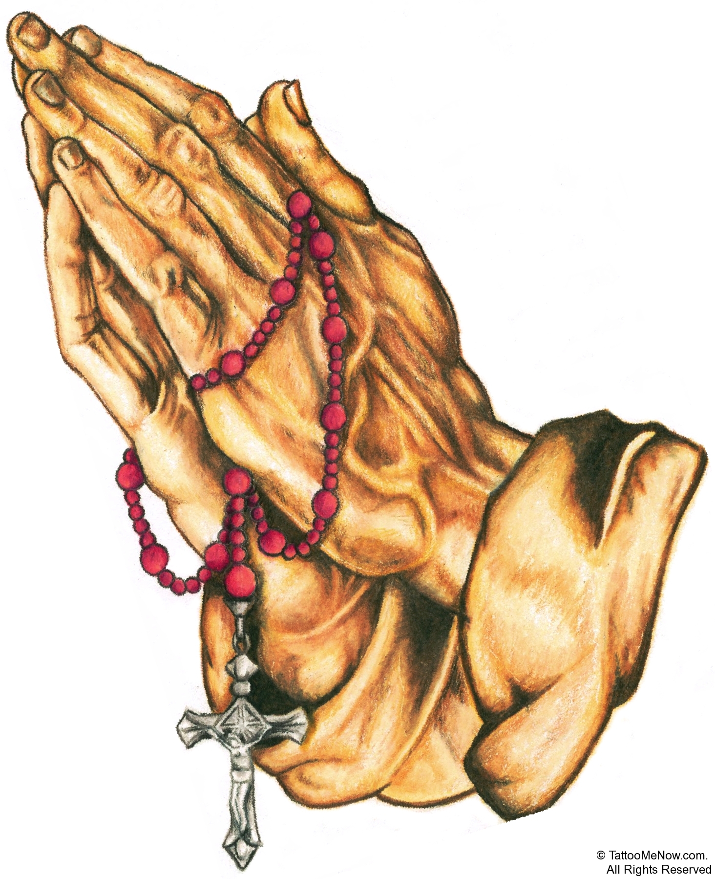 prayer hands with rosary