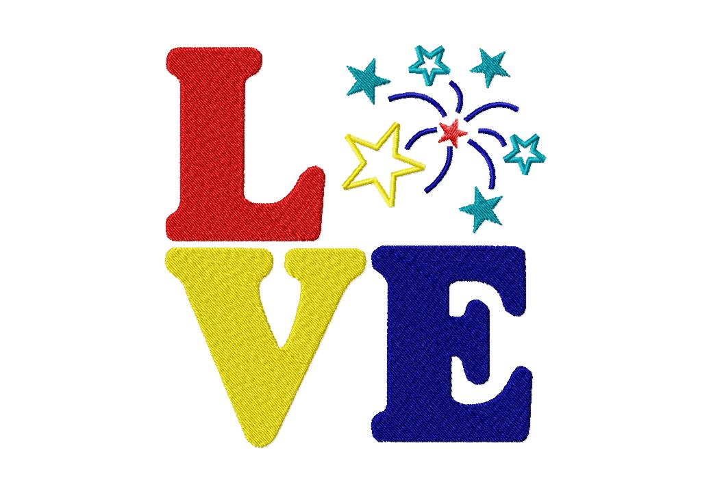 4th of July Love Fireworks Machine Embroidery Includes Both 