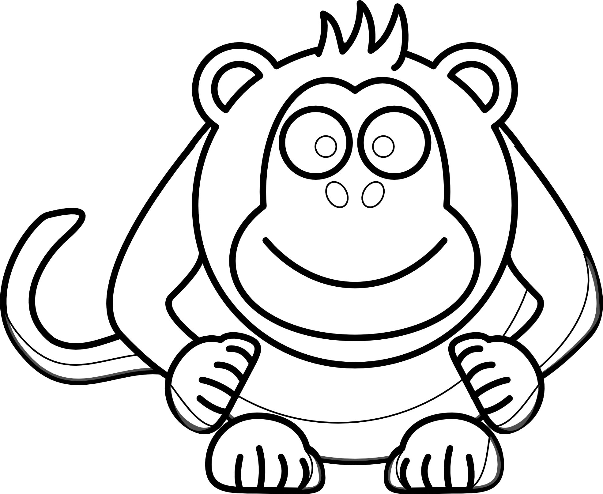 Cartoon Monkey Black White Line Art Scalable Vector Graphics SVG 