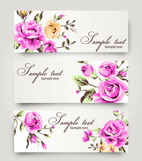 Banner with flowers design vector - Vector Banner free download
