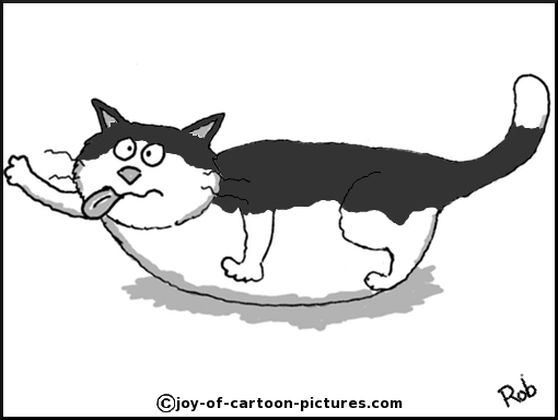 cartoon fat black and white cat - Clip Art Library