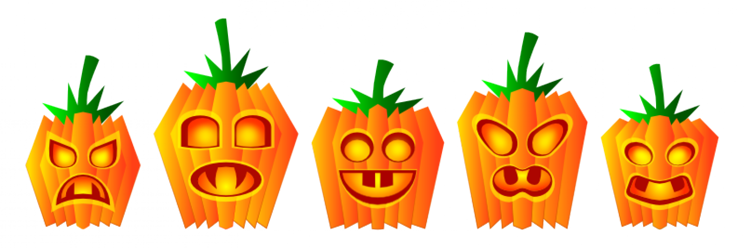 Selection of Halloween pumpkin vector illustration | Public domain