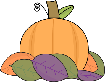 Small Pumpkin with Autumn Leaves Clip Art - Small Pumpkin with 