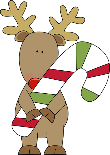 Reindeer Holding a Candy Cane Clip Art - Reindeer Holding a Candy 