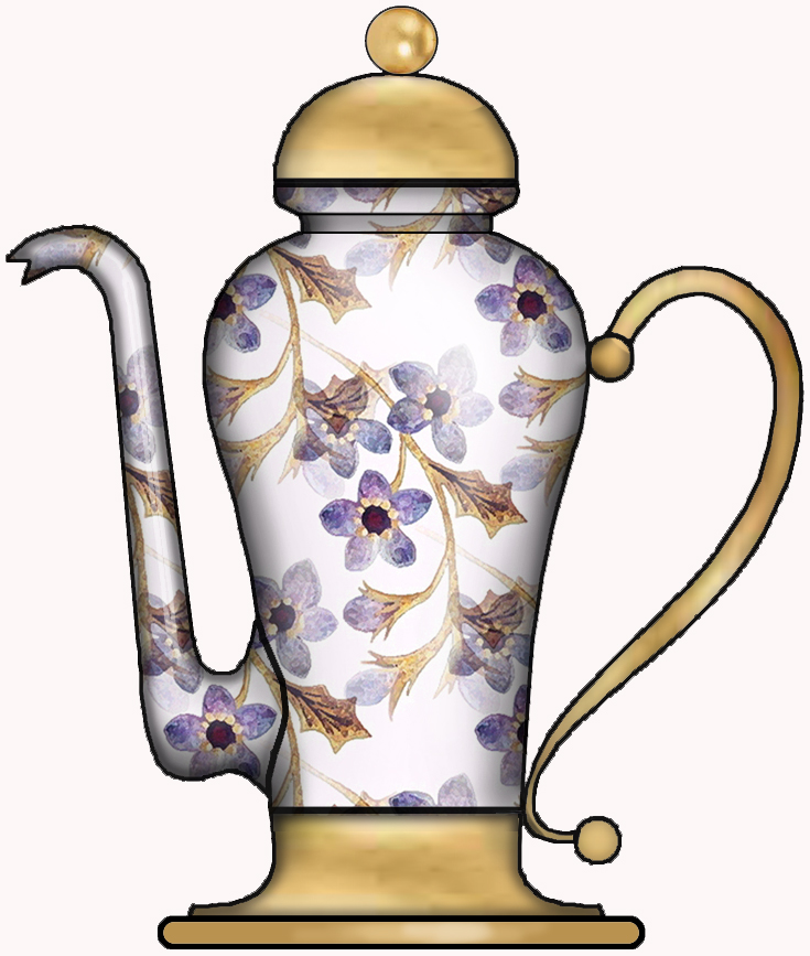 ArtbyJean - Purple Wood Roses: PRETTY FANCY COFFEE POTS - Clip art 