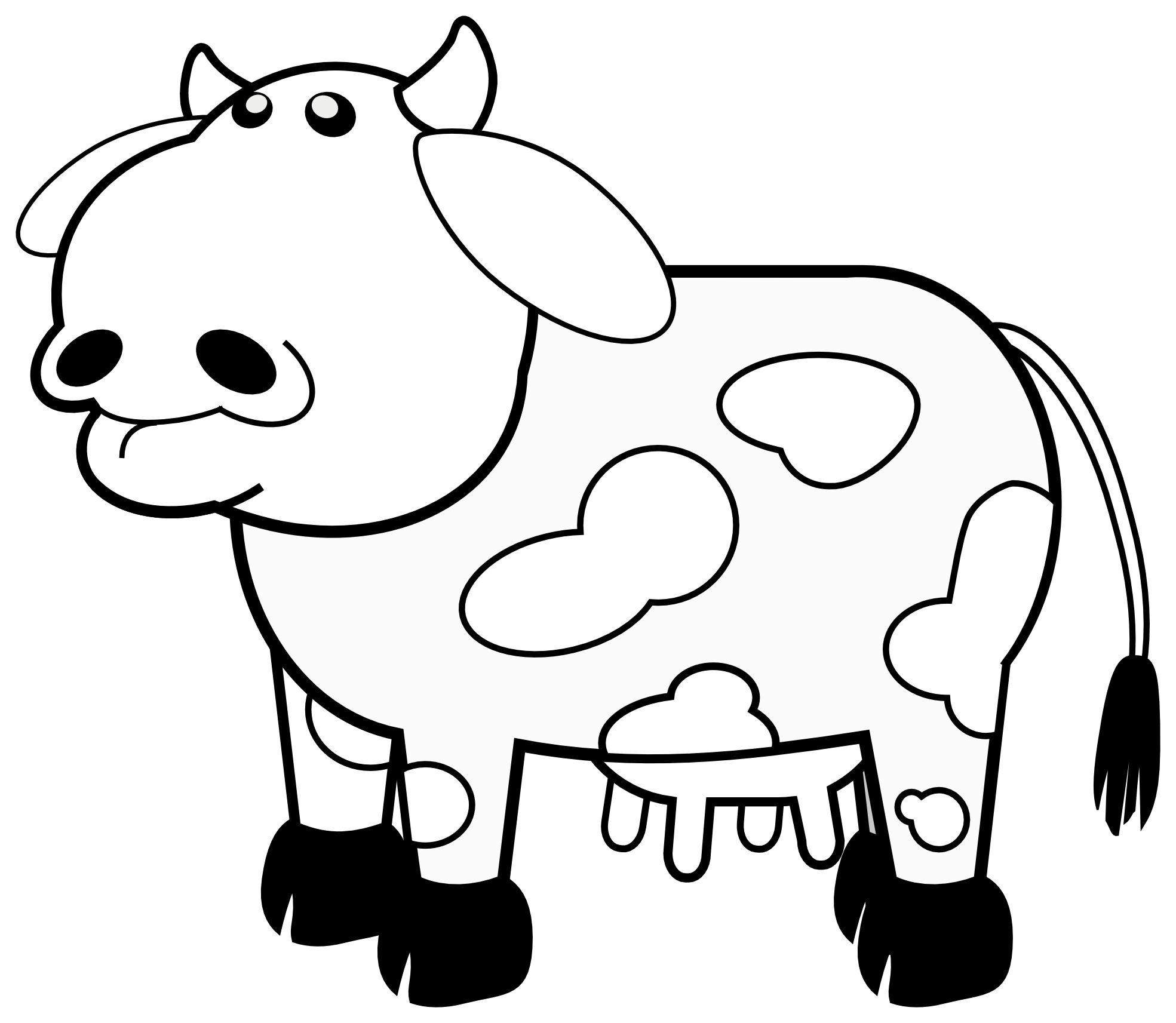 Colour Cows 1 Black White Line Art SVG Inkscape Adobe Illustrator 
