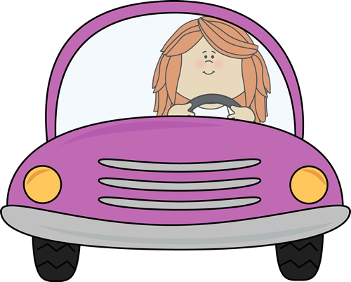 Girl Driving a Car Clip Art - Girl Driving a Car Image
