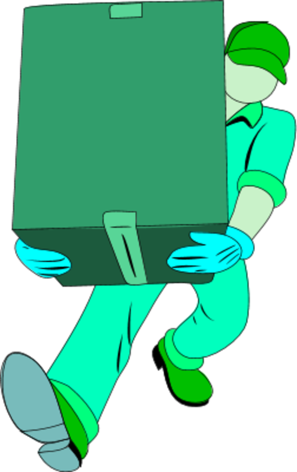 warehouse man carrying a closed box - vector Clip Art