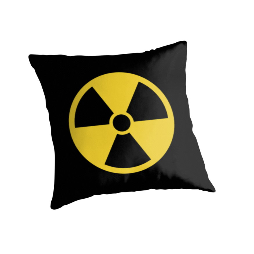 Nuclear radiation symbol, black border Throw Pillows by Mhea 