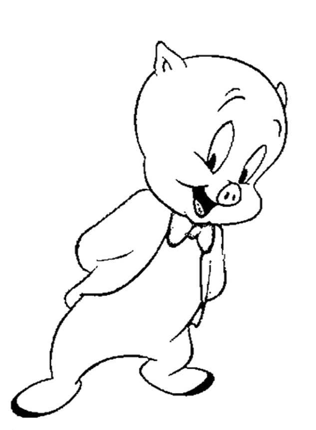 Cute Porky Pig Coloring Pages - Looney Tunes Cartoon Coloring 
