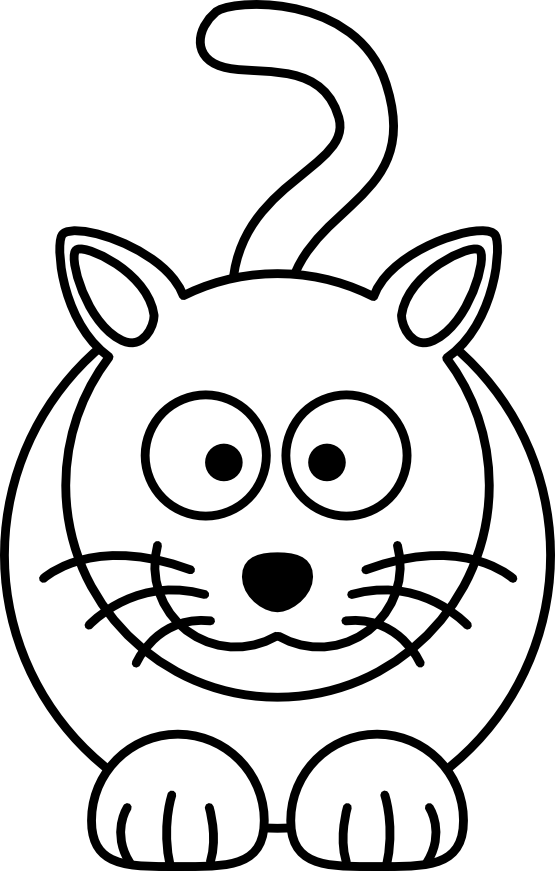 lemmling Cartoon cat black white line art Scalable  - ClipArt 