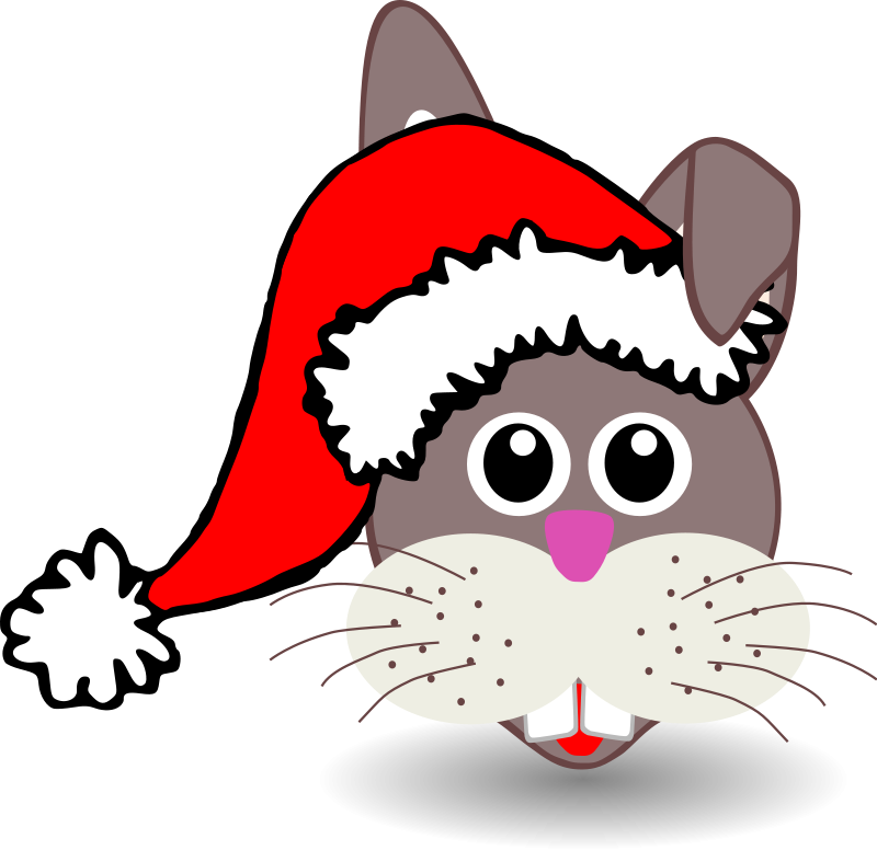 Funny bunny face with Santa Claus hat Free Vector 