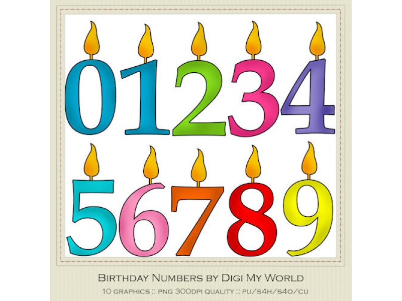 Birthday Number Candles Clip Art by Digi My World