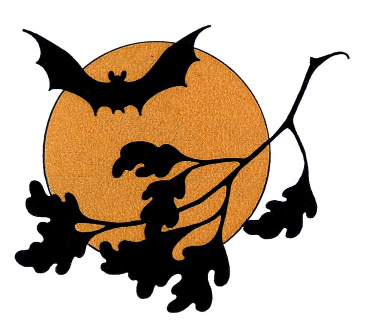 Vintage Halloween Clip Art - Bat with Moon