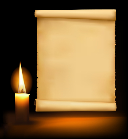 Old Paper Scrolls and candle design vector 01 - Vector Other free 