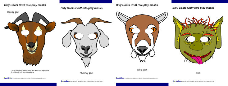Billy Goats Gruff role-play masks (SB2276) - SparkleBox