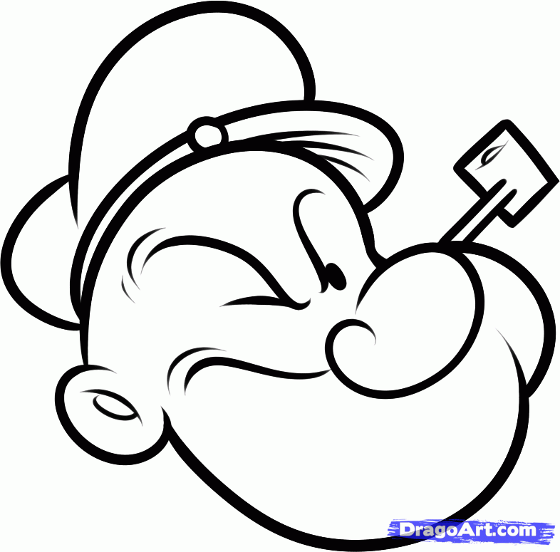 popeye cartoon black and white