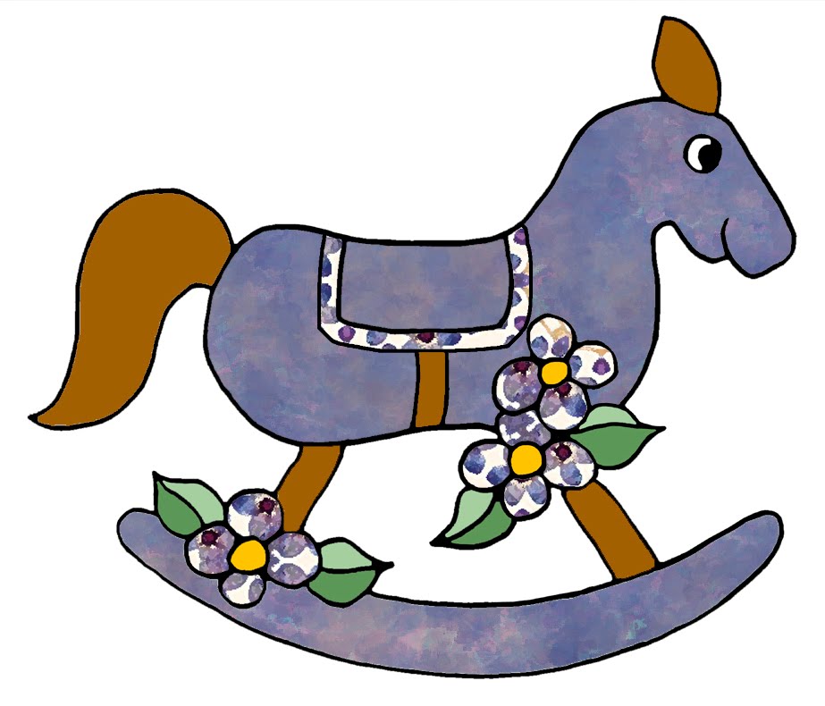 ArtbyJean - Purple Wood Roses: Rocking Horse Clip Art from set A05 